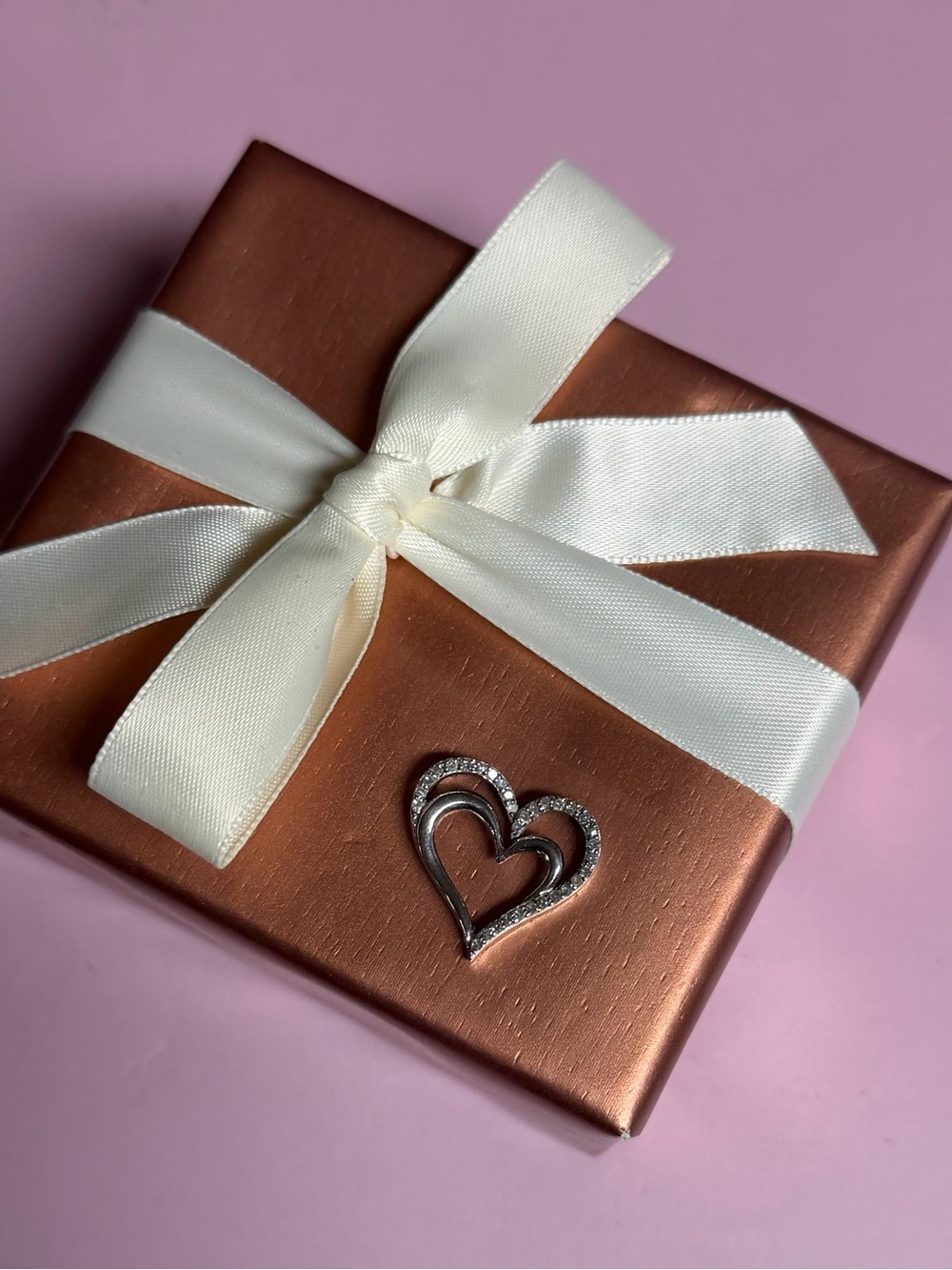 Tilted Heart Pendant with Diamond Accents